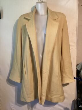 5082 Vintage Linda Richards Open Front 3/4 Length Swing Cool Coat Yellow Size 8